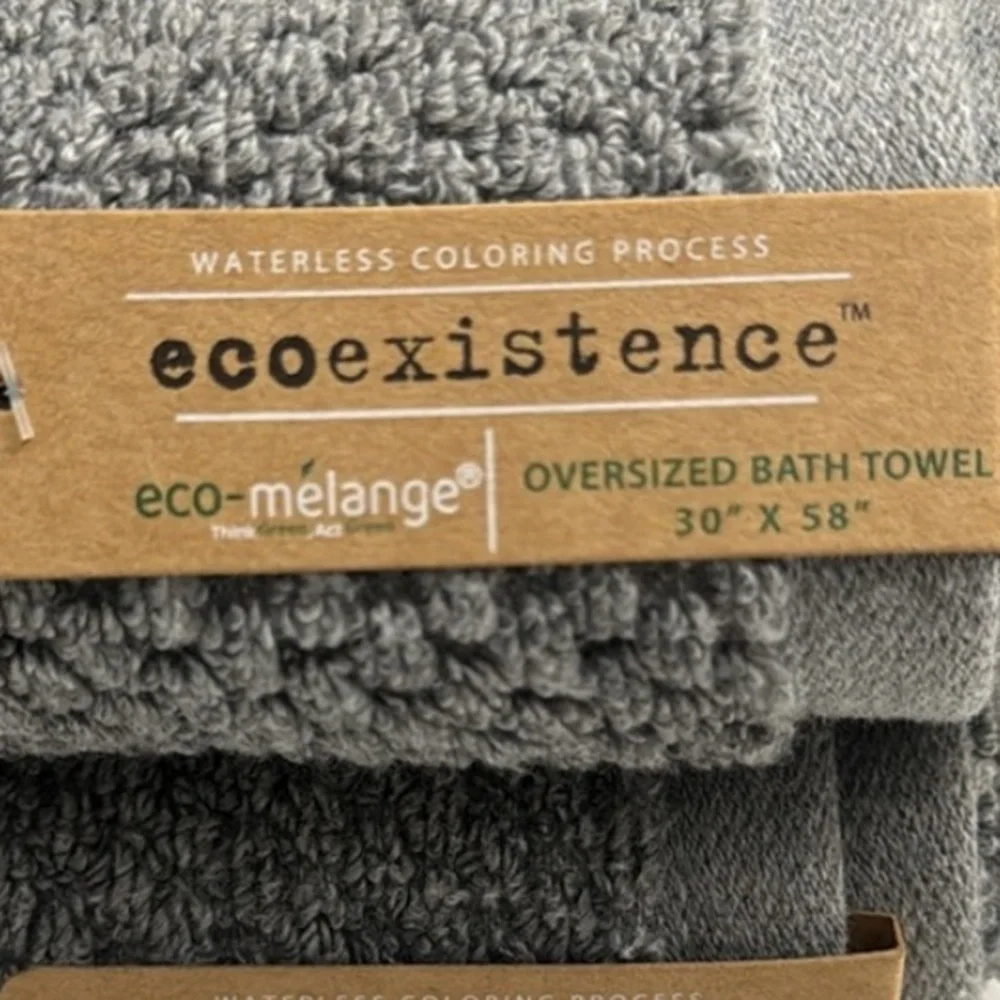 2pc ECOEXISTENCE Eco-Melange Oversized Bath Towel Set - Charcoal - 30” x…